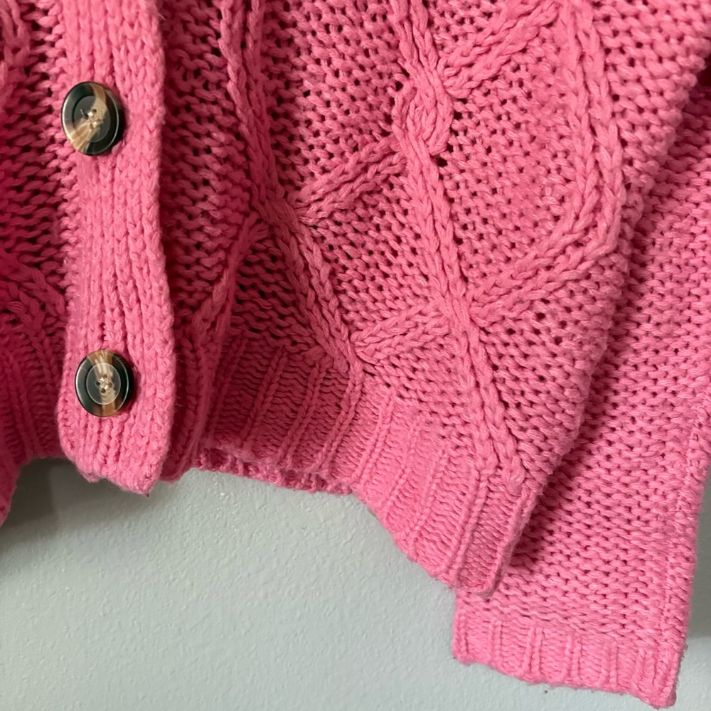 Pink Cable Knit Women's Sweater - Picture 3 of 8